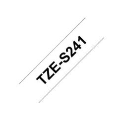 TZE-S241 | CINTA BROTHER NEGRO SOBRE BLANCO 18MM (3/4") CON ADHESIVO INDUSTRIAL