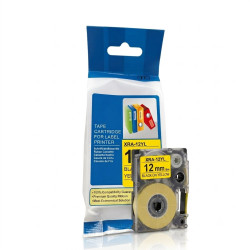 CINTA COMPATIBLE XRA-12YL PARA CASIO DE FONDO AMARILLO LETRAS NEGRAS DE 12MM X 8M