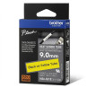 CINTA TERMOCONTRAIBLE BROTHER HSe-621E FONDO AMARILLO LETRAS NEGRAS 9MM X 1.5M