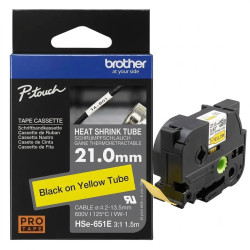 CINTA TERMOCONTRAIBLE BROTHER HSe-651E FONDO AMARILLO LETRA NEGRA 21MM X 1.5M