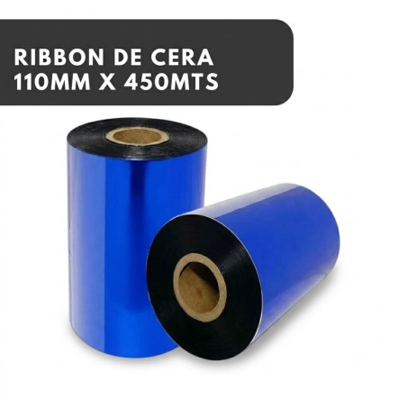 RIBBON CERA 110MM X 450M COLOR NEGRO IMPRESIÓN DE ALTA CALIDAD