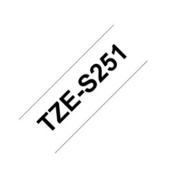 TZE-S251 | CINTA BROTHER NEGRO SOBRE BLANCO 24MM (1") CON ADHESIVO INDUSTRIAL