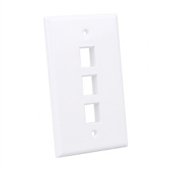 PLACA DE PARED SIMPLE DE 3 PUERTOS BLANCO SATRA