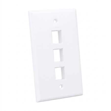 PLACA DE PARED SIMPLE DE 3 PUERTOS BLANCO SATRA
