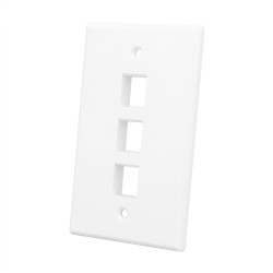 PLACA DE PARED SIMPLE DE 3 PUERTOS BLANCO SATRA