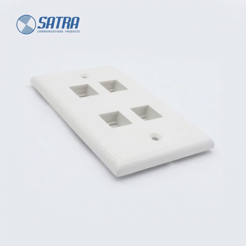 PLACA DE PARED SIMPLE DE 4 PUERTOS BLANCO SATRA