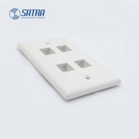 PLACA DE PARED SIMPLE DE 4 PUERTOS BLANCO SATRA