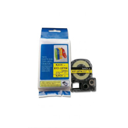 CINTA COMPATIBLE CASIO BYZ-12FYW 12MM X 8M FONDO FLUORESCENTE AMARILLO CON LETRAS NEGRAS