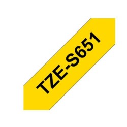 TZE-S651 | CINTA BROTHER NEGRO SOBRE AMARILLO 24MM (1") CON ADHESIVO INDUSTRIAL