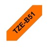 TZE-B51 | CINTA ADHESIVO PARA ROTULADOR BROTHER NEGRO SOBRE FONDO NARANJA FLOURESCENTE 1" (24MM)