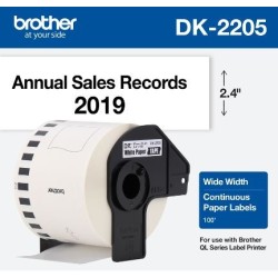 ETIQUETA BROTHER DK-2205 ROLLO CONTINUO FONDO BLANCO LETRAS NEGRAS 62MM X 30.40M