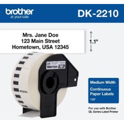 ETIQUETA BROTHER DK-2210 ROLLO CONTINUO FONDO BLANCO LETRAS NEGRAS 29MM X 30.4M