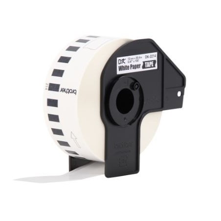 ETIQUETA BROTHER DK-2214 ROLLO CONTINUO FONDO BLANCO LETRAS NEGRAS 12MM X 30.40M