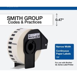 ETIQUETA BROTHER DK-2214 ROLLO CONTINUO FONDO BLANCO LETRAS NEGRAS 12MM X 30.40M