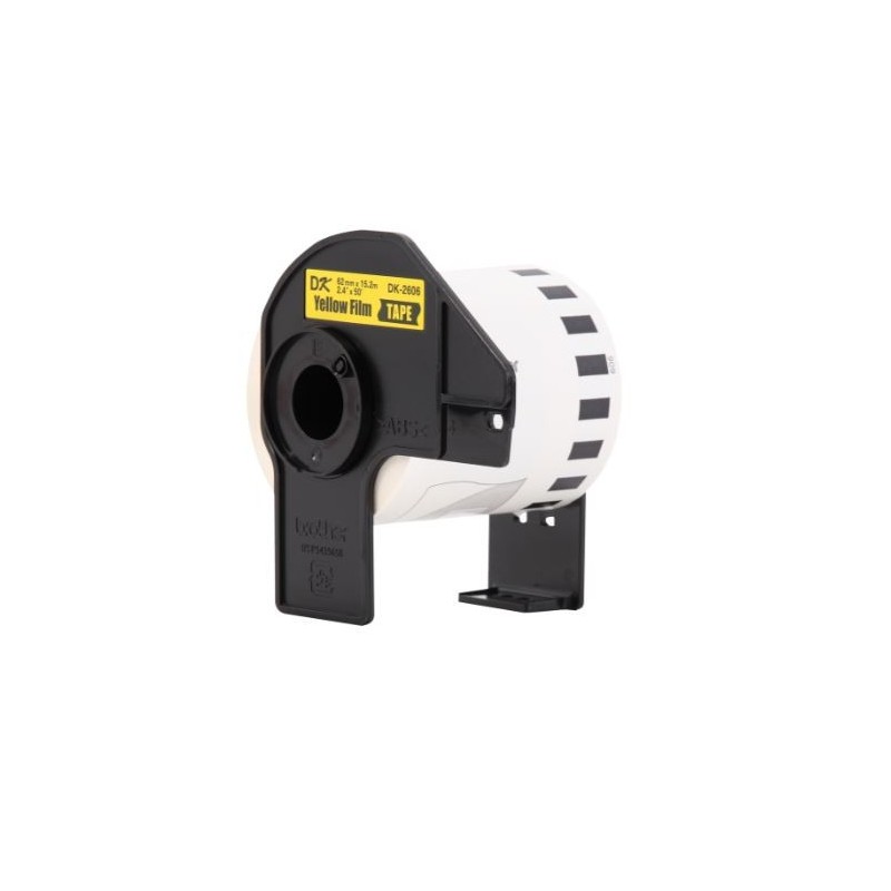 ETIQUETA BROTHER DK-2606 ROLLO CONTINUO FONDO AMARILLO LETRAS NEGRAS 62MM X 15M