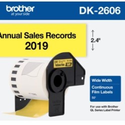 ETIQUETA BROTHER DK-2606 ROLLO CONTINUO FONDO AMARILLO LETRAS NEGRAS 62MM X 15M